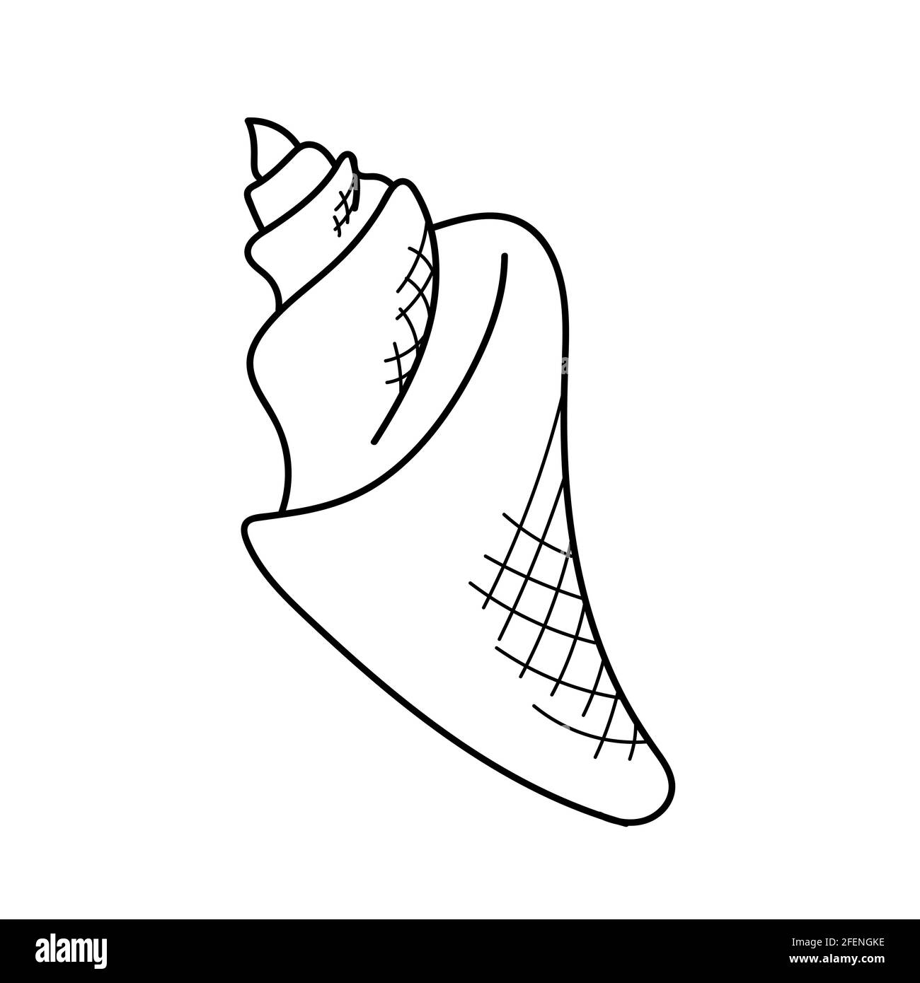Set marin dessiné à la main. icône triton seashell Illustration de Vecteur