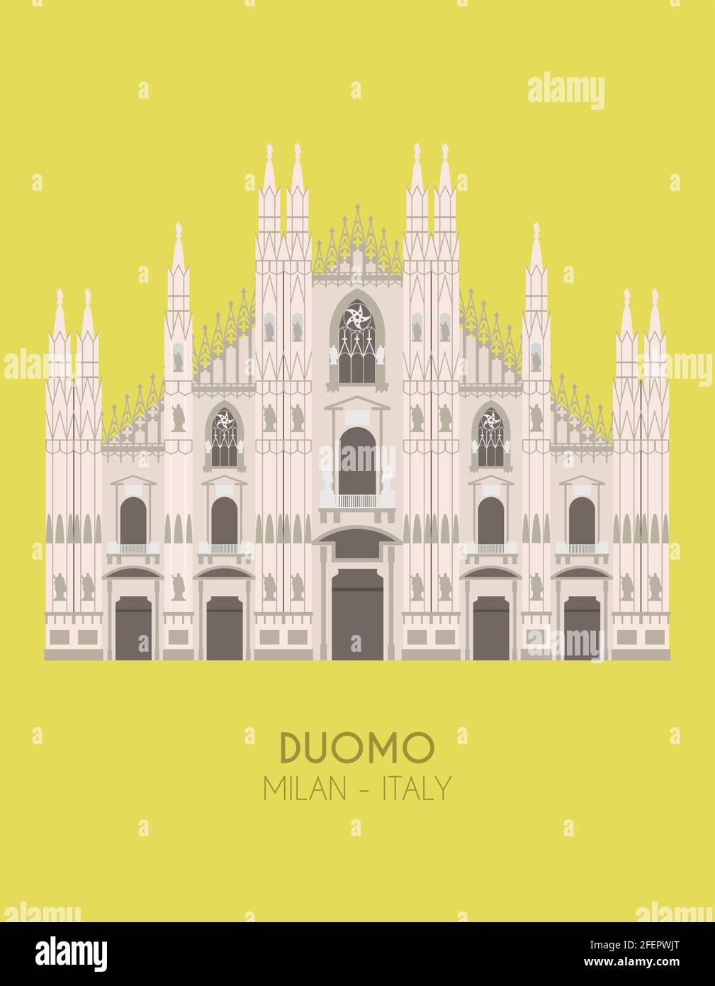 Affiche au design moderne avec fond coloré de la cathédrale de Milan (Milan, Italie). Illustration vectorielle Illustration de Vecteur