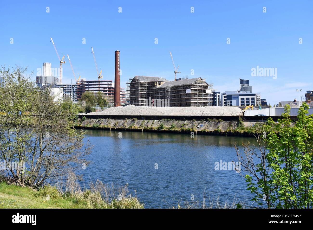 Réaménagement de la brasserie du cerveau en cours de construction, Central Quay Scheme, Cardiff, pays de Galles Banque D'Images