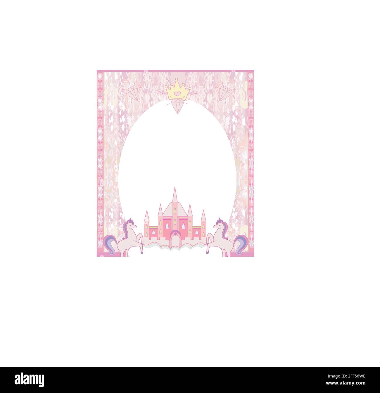 Cadre féerique avec Magic Castle et licornes Illustration de Vecteur