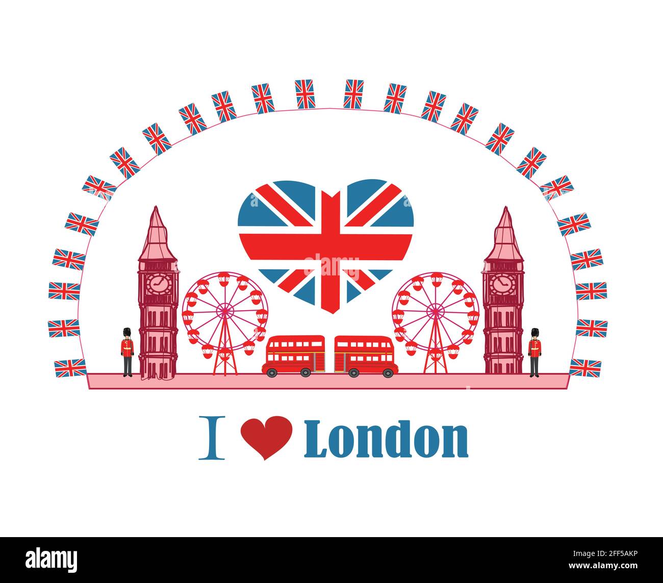 Bannière décorative avec icônes de Londres Illustration de Vecteur