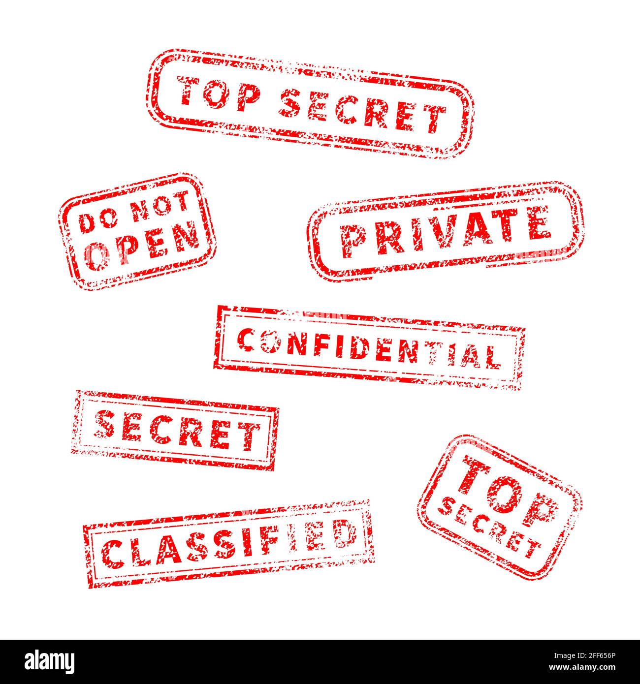 Top secret Red vintage grunge collection de timbres isolés sur blanc Illustration de Vecteur