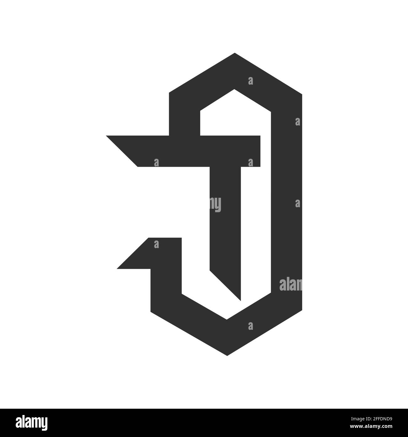 Modèle vectoriel de logo de lettre tj initial. Logo jt avec lettre liée. Illustration de Vecteur
