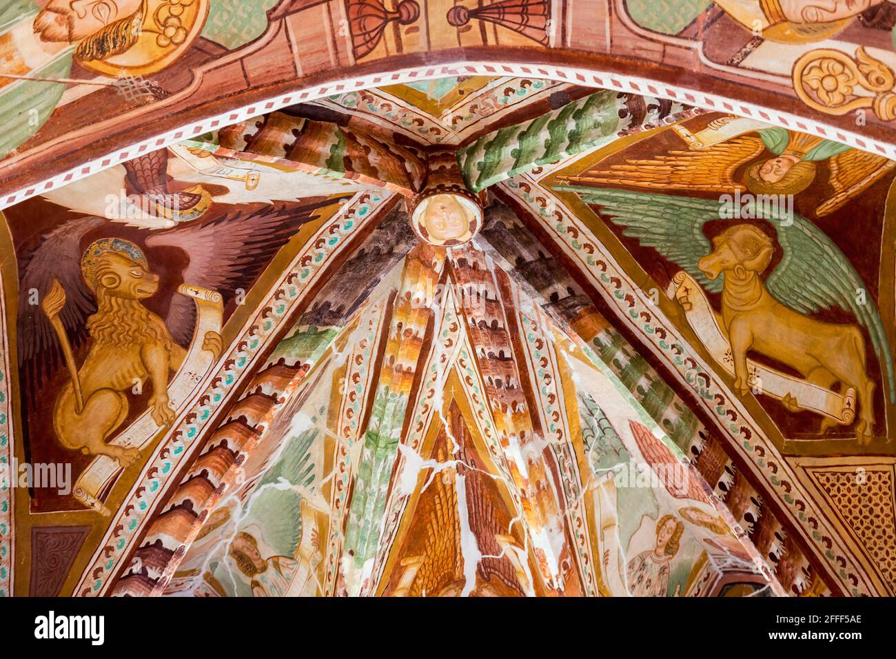 L'intérieur peint de l'église de St Jean le Baptiste, Bohinj, Slovénie Banque D'Images