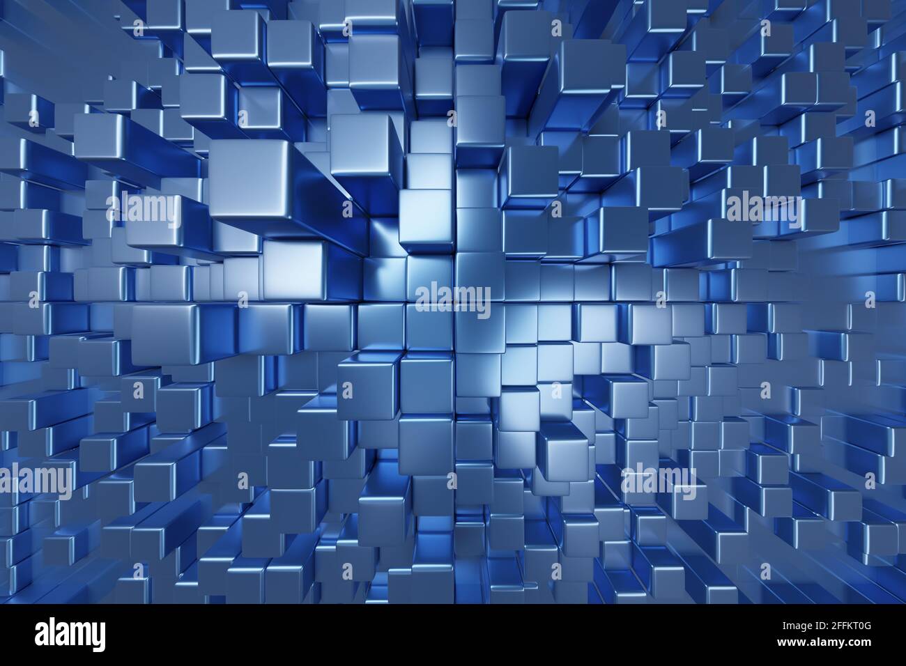Fond bleu de formes cubes. illustration 3d Banque D'Images