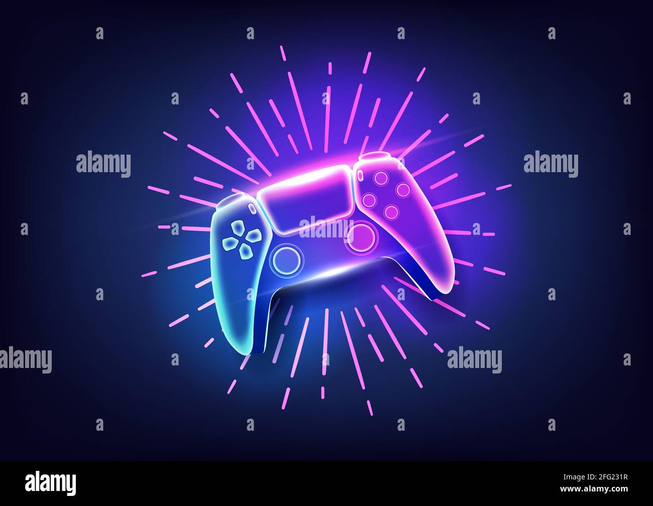 Manette ou manette de jeu Neon pour console de jeux. Illustration de Vecteur