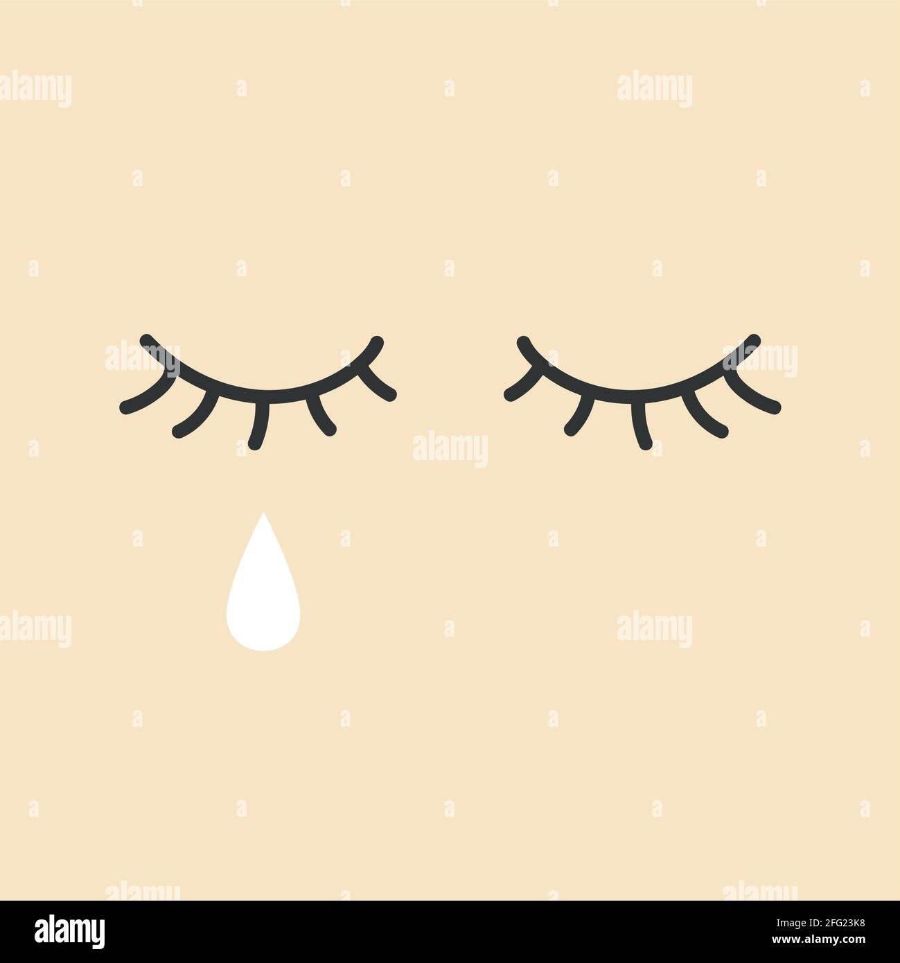 Oeil avec des larmes. Pleurs yeux de fille. Triste femme larmes, irritable teaful femme teared gouttes vecteur. Illustration de Vecteur