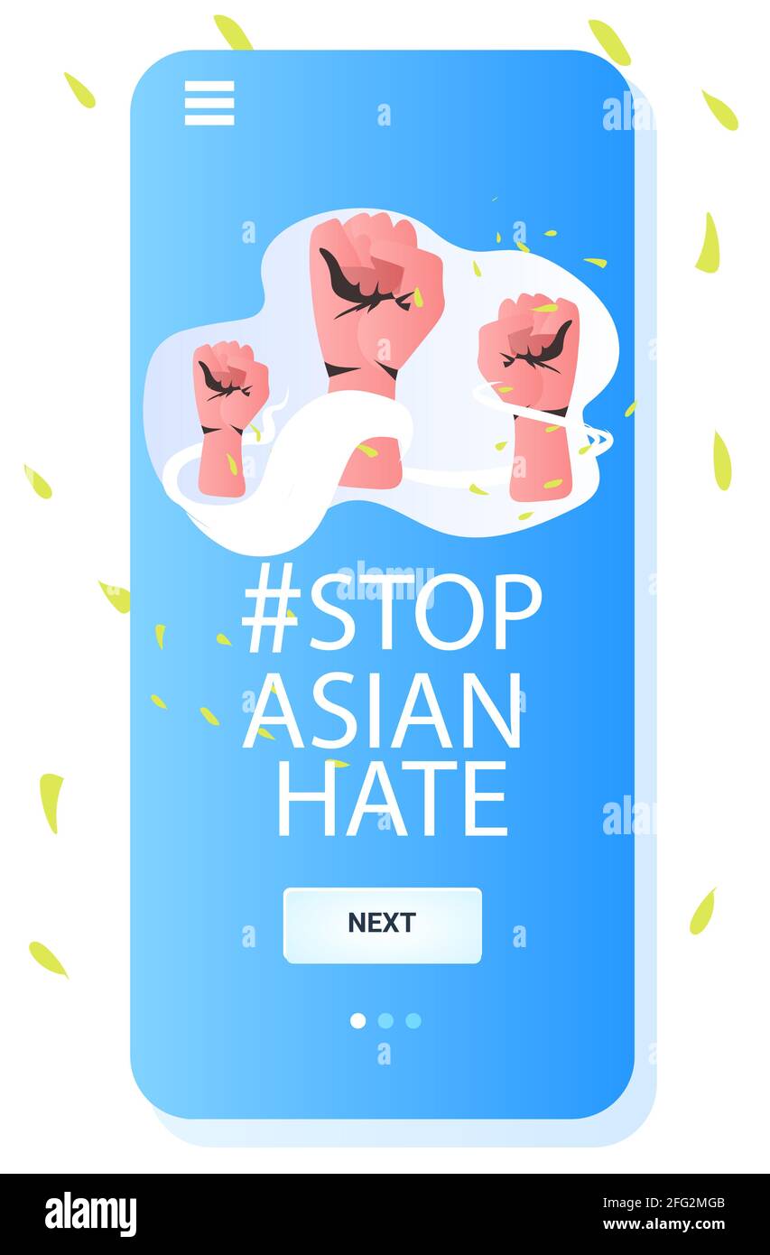 les militants qui ont soulevé des poings contre le racisme empêchent la haine asiatique soutenir les gens pendant la pandémie du coronavirus covid-19 Illustration de Vecteur