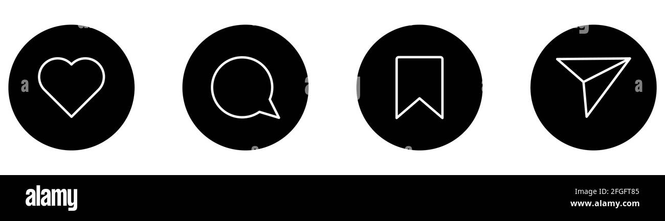 Ensemble d'icônes de réseaux sociaux. Boutons aimer, commenter, partager et enregistrer. Vecteur Illustration de Vecteur