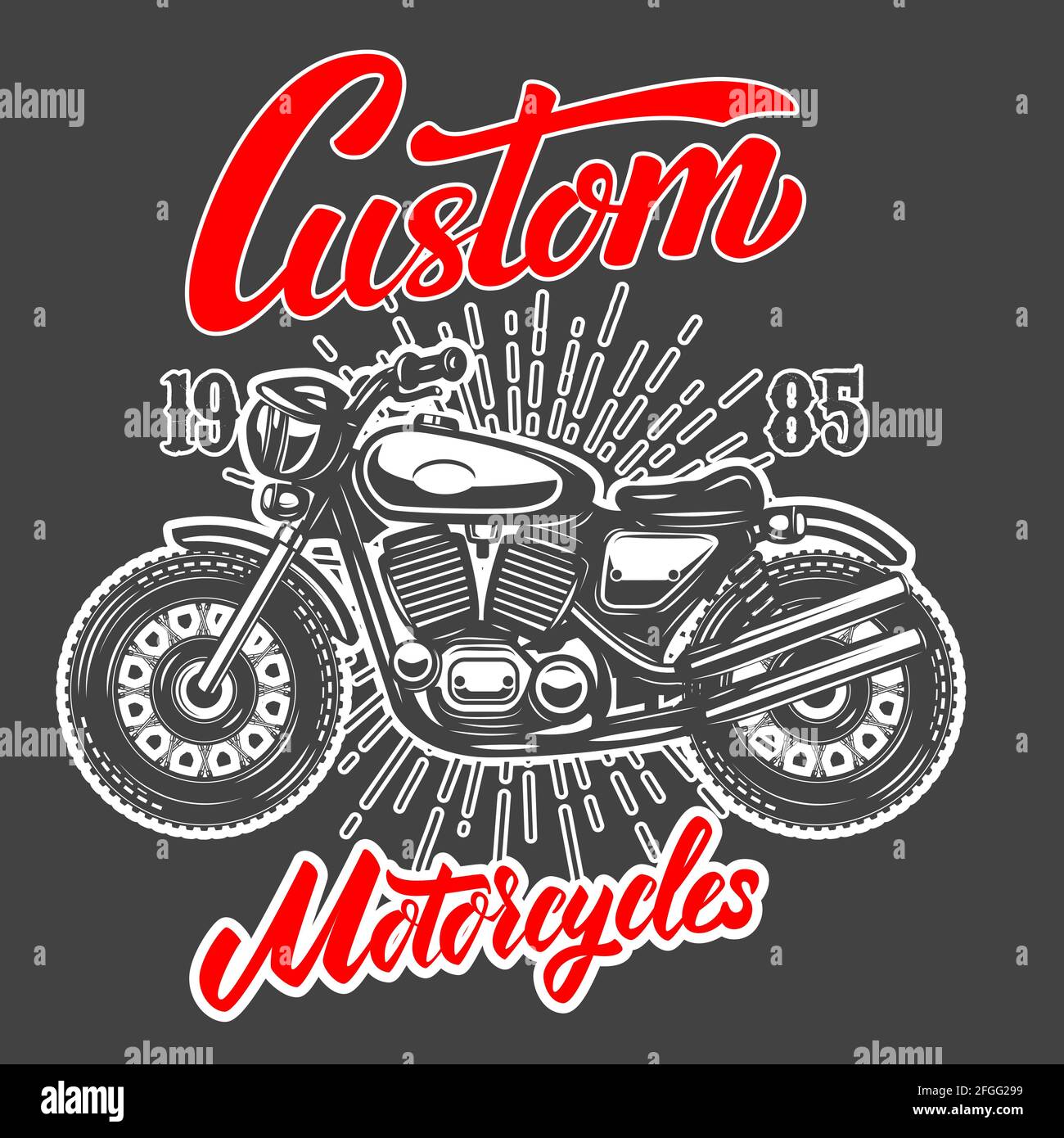 Motos personnalisées. Modèle d'emblème avec ancienne moto. Élément de design pour logo, étiquette, signe, emblème, affiche. Illustration vectorielle Illustration de Vecteur