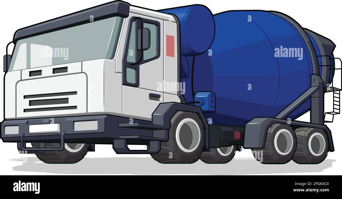 Ciment camion de mélangeur Construction de machine lourde dessin de l'industrie Illustration de Vecteur