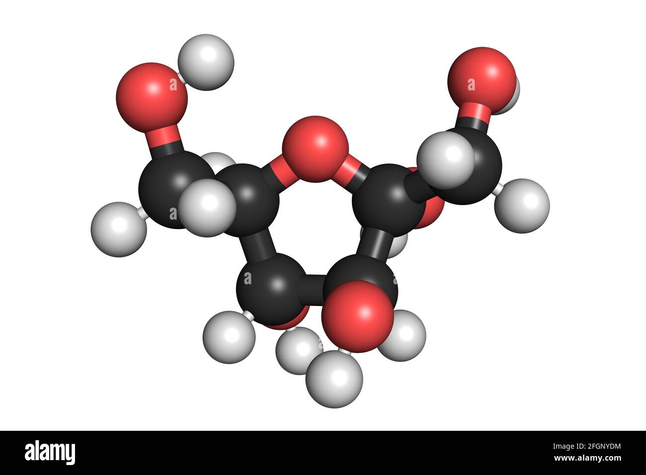 La molécule de fructose 3D rend la structure chimique Banque D'Images