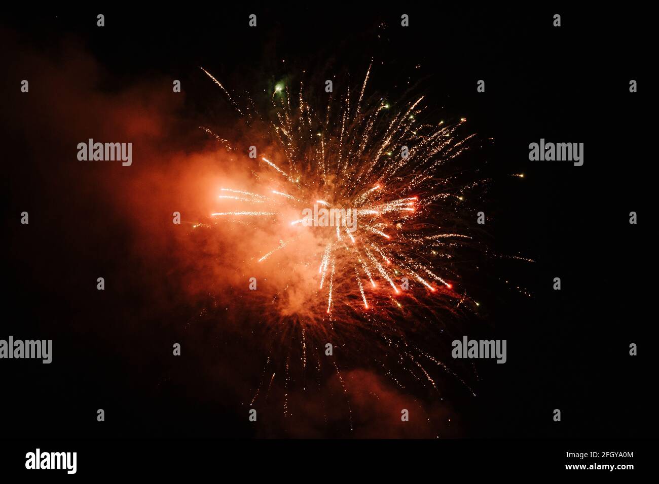 Des feux d'artifice éclatent dans le ciel nocturne Banque D'Images