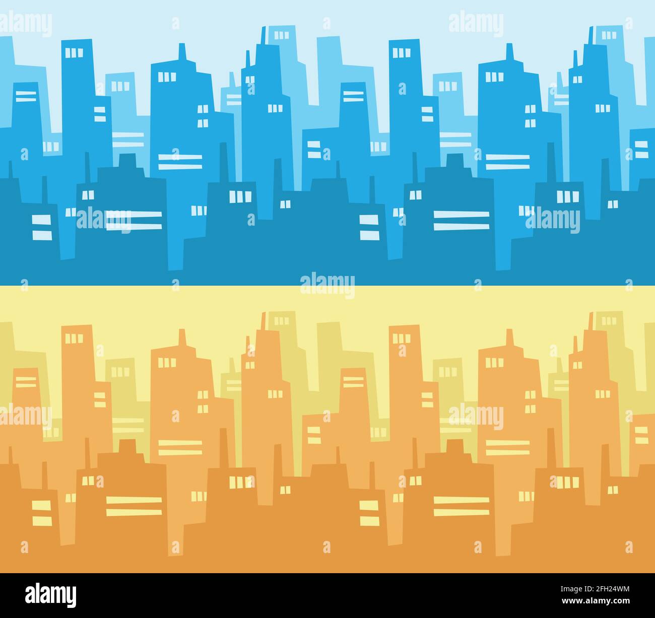 City Skyline Skyscraper Building Flat Design style dessin d'arrière-plan Cartoon Illustration de Vecteur