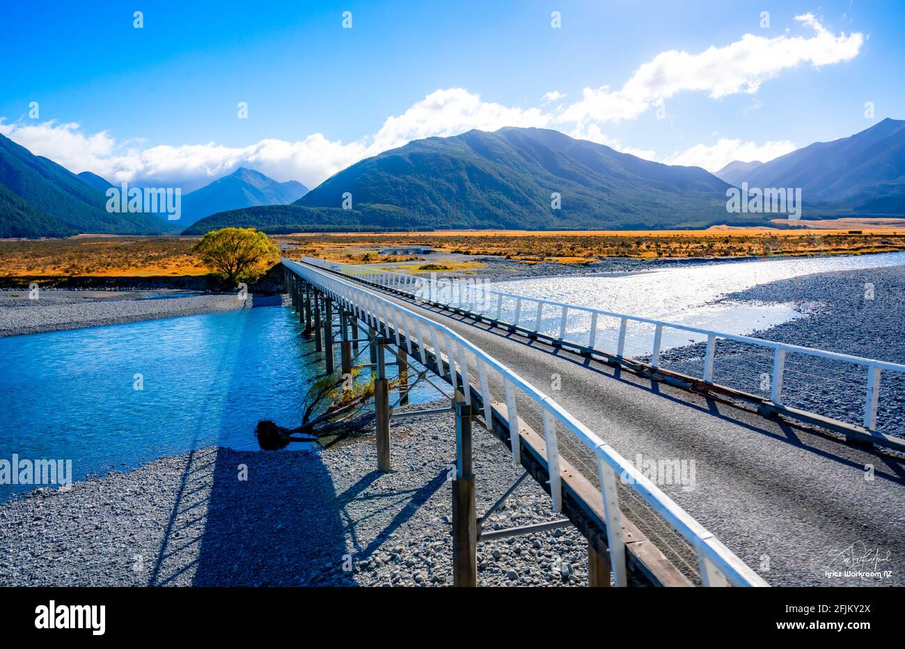 Pont Nouvelle-Zélande à bord du train TranzAlpine train de Christchurch à Greymouth Banque D'Images