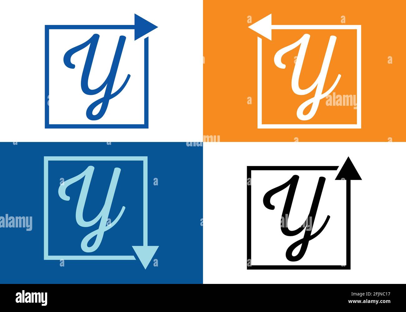 Modèle de conception lettre y avec flèche, lettre et logo flèche. Illustration de Vecteur