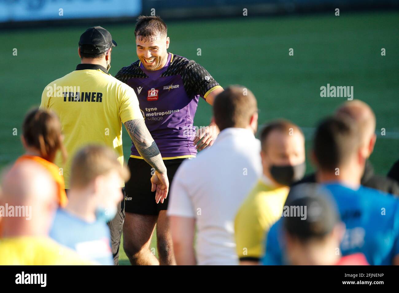 Newcastle, Royaume-Uni. 20 mars 2021. NEWCASTLE UPON TYNE, ROYAUME-UNI. 25 AVRIL tous les sourires de Ted Chapelhow de Newcastle Thunder après son côté battait Sheffield Eagles par 24-16 dans le match DE championnat DE BETFRED entre Newcastle Thunder et Sheffield Eagles à Kingston Park, Newcastle le dimanche 25 avril 2021. (Credit: Chris Lishman | MI News) Credit: MI News & Sport /Alay Live News Banque D'Images