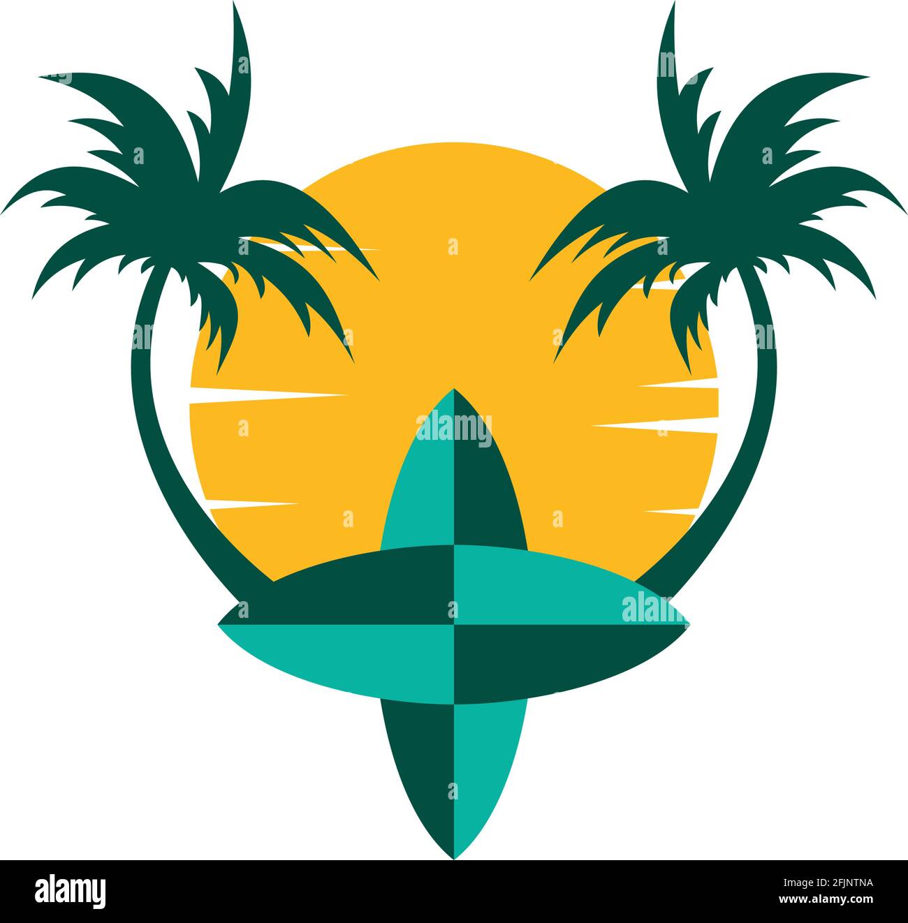 surf island logo icône vecteur concept graphique conception graphique Illustration de Vecteur
