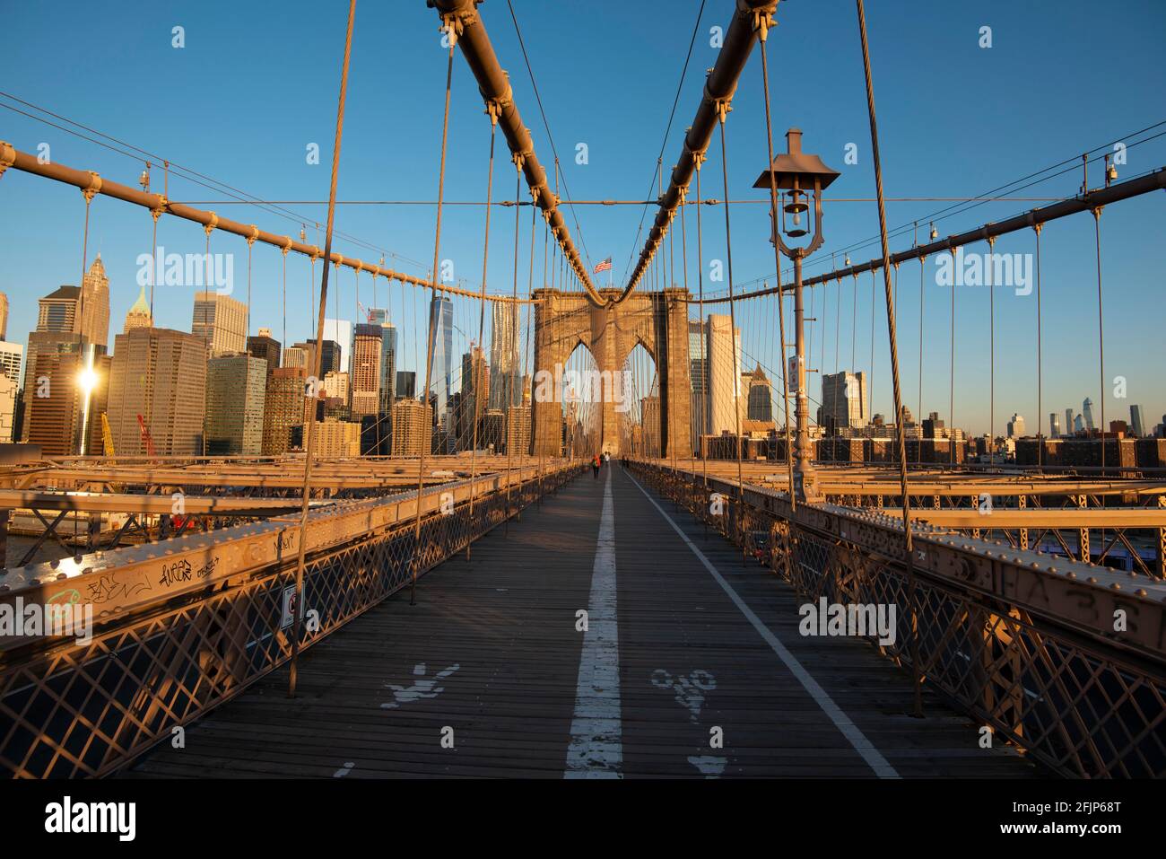 Pont de Brooklyn BEI Sonnenaufgang, Brooklyn, Manhattan, New York, New York, ÉTATS-UNIS Banque D'Images