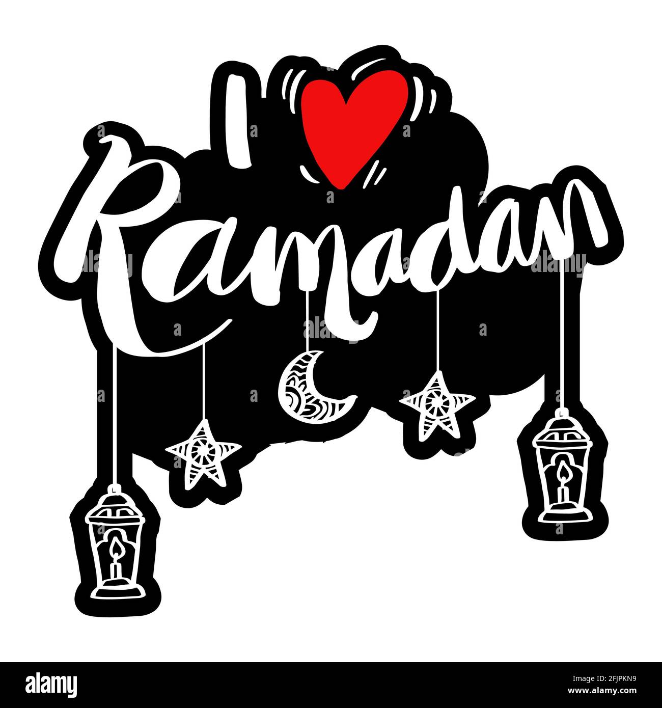 Carte de vœux I Love Ramadan. Lettrage à la main. Banque D'Images