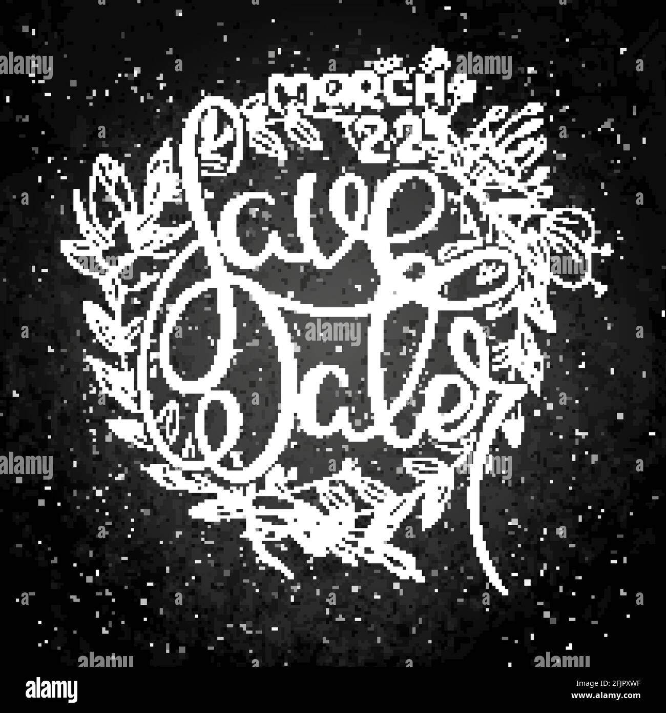 Mars 22. Économisez de l'eau. Carte de grillage à la main avec fond de fleur. Lettres de style rétro faites main. Typograp vectoriel vintage dessiné à la main Illustration de Vecteur