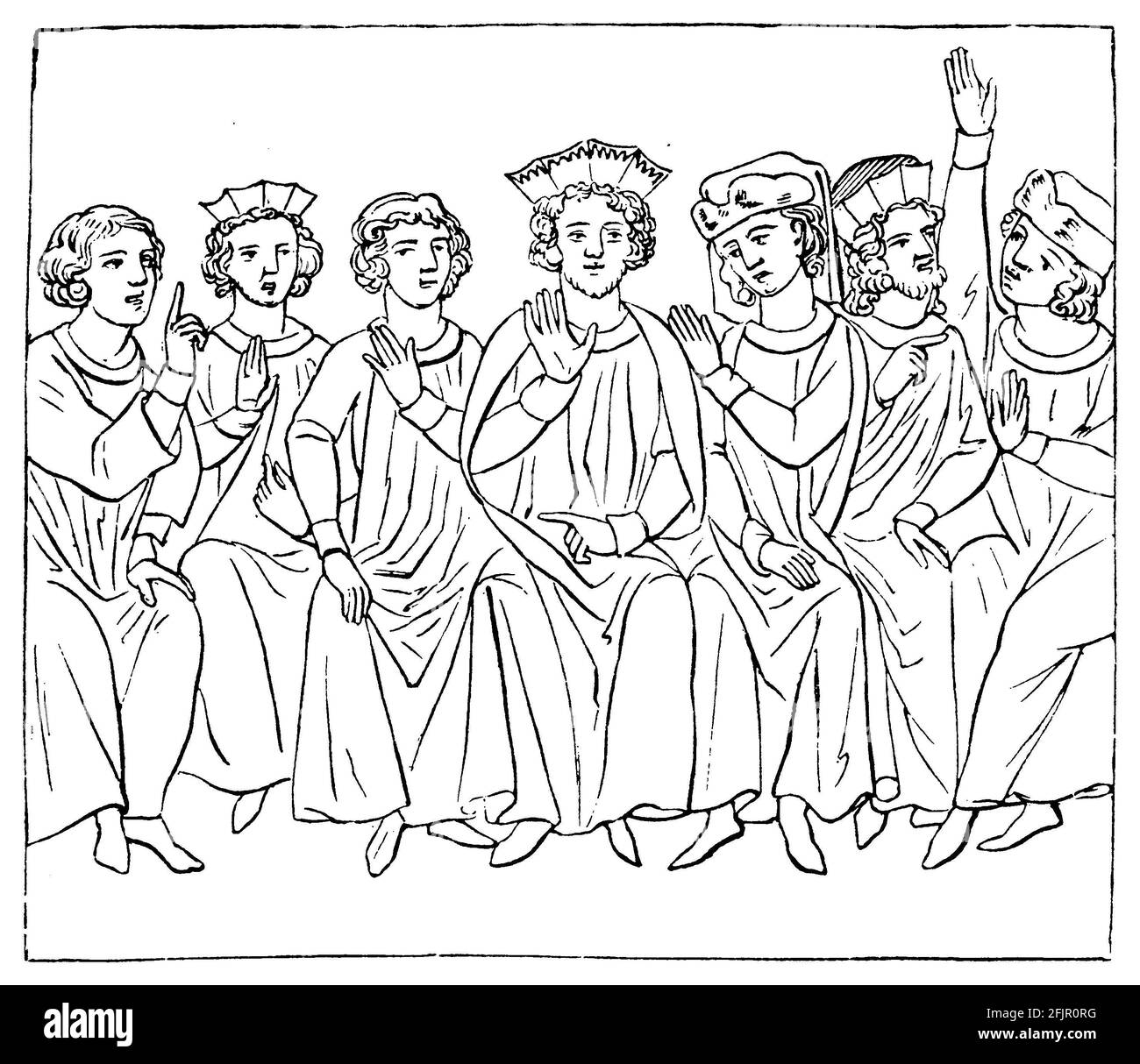 La guerre des chanteurs sur le Wartburg (à partir du XIIIe siècle) / / (livre d'histoire littéraire, 1882) Banque D'Images