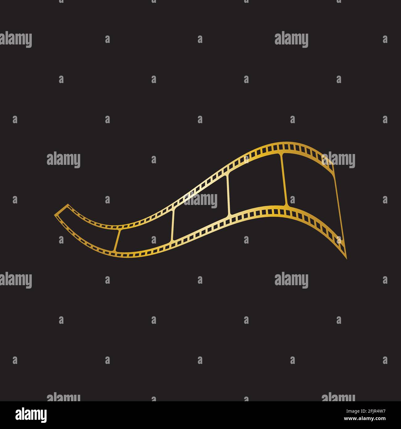 BANDE DE FILM DORÉE ISOLÉE SUR UNE ILLUSTRATION VECTORIELLE D'ARRIÈRE-PLAN NOIRE Illustration de Vecteur