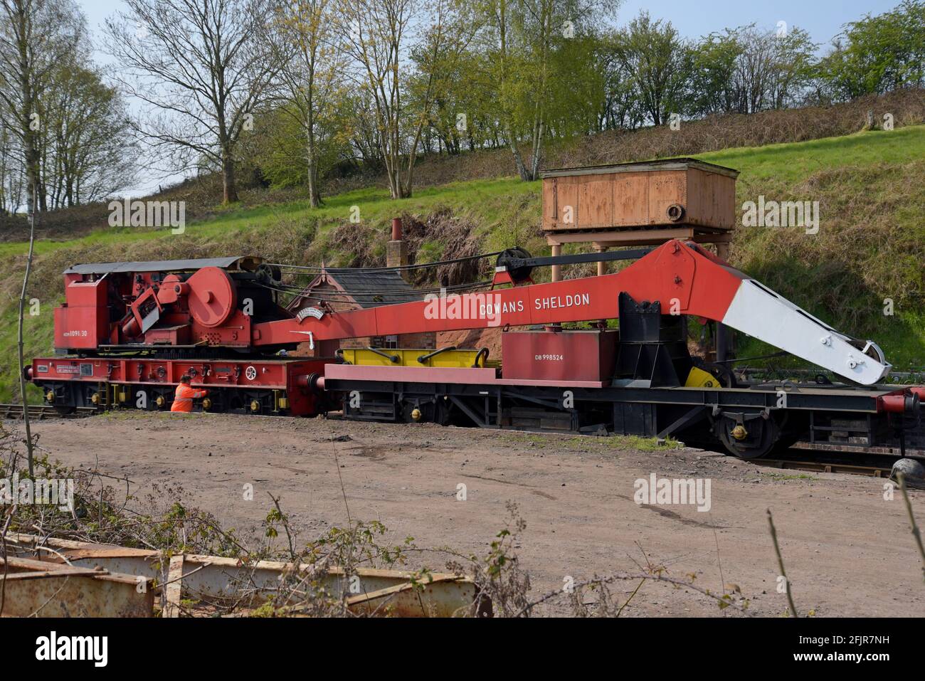 L'ex British Railways de Severn Valley Railway Cowans Sheldon 30 tonnes de grue de rupture à vapeur. Banque D'Images