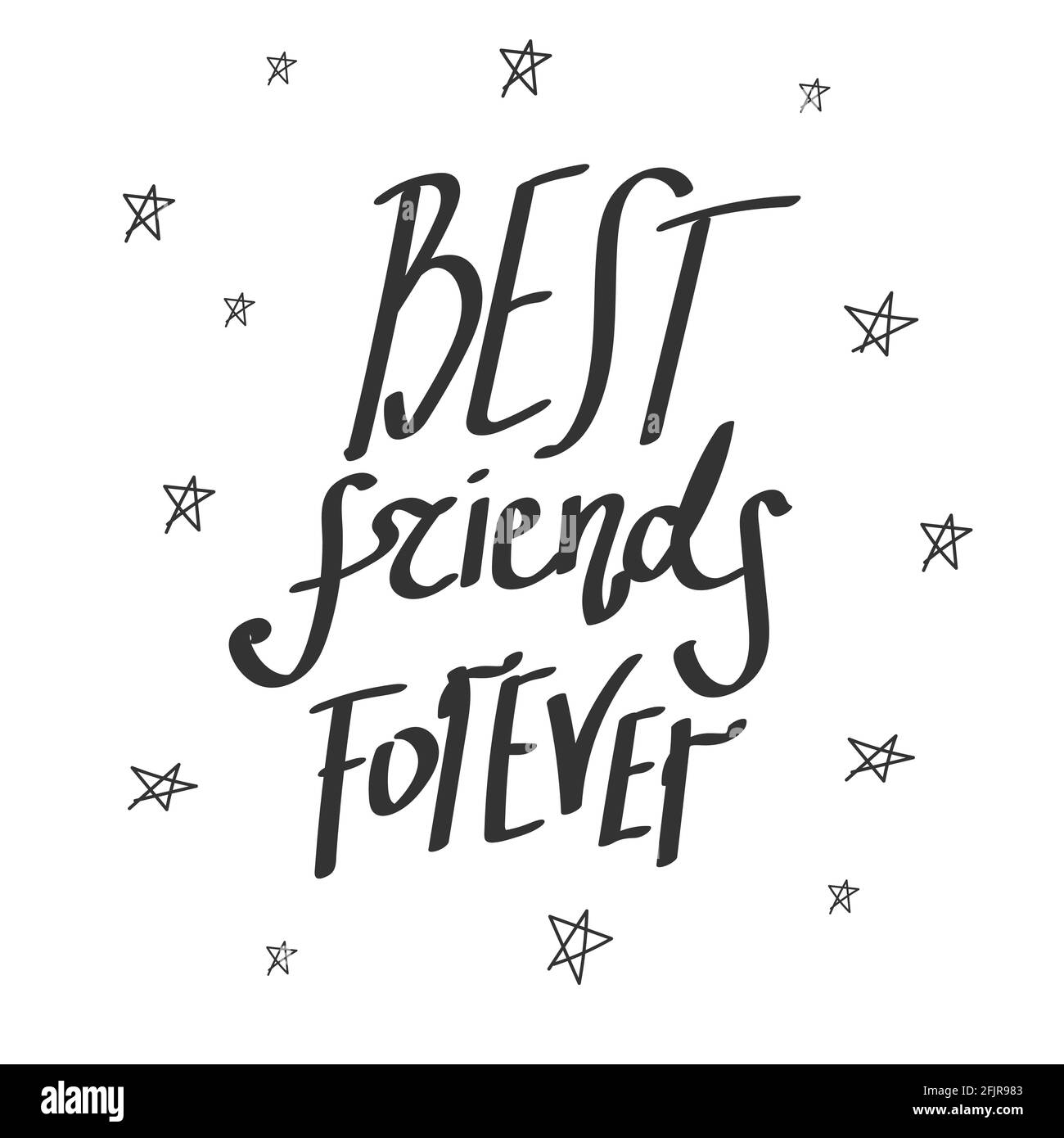 BEST Friends Forever texte à l'écriture manuscrite. Texte, lettrage. Design minimaliste. Affiche et carte. Œuvres d'art mural, décoration murale. Illustration de Vecteur