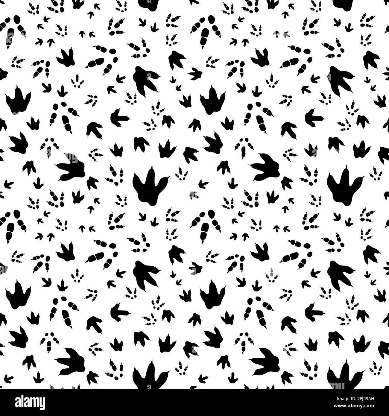 Traces d'empreinte de dinosaures. Motif sans couture minimal. Arrière-plan avec patte, griffe prédateur. Illustration de l'empreinte de dinosaure parfaite pour le textile, l'emballage et Illustration de Vecteur