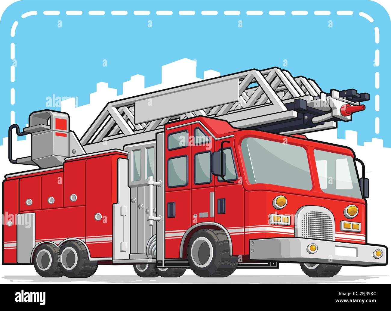 Schéma d'illustration du véhicule de camion-camion-camion-incendie Red Firefighter Illustration de Vecteur