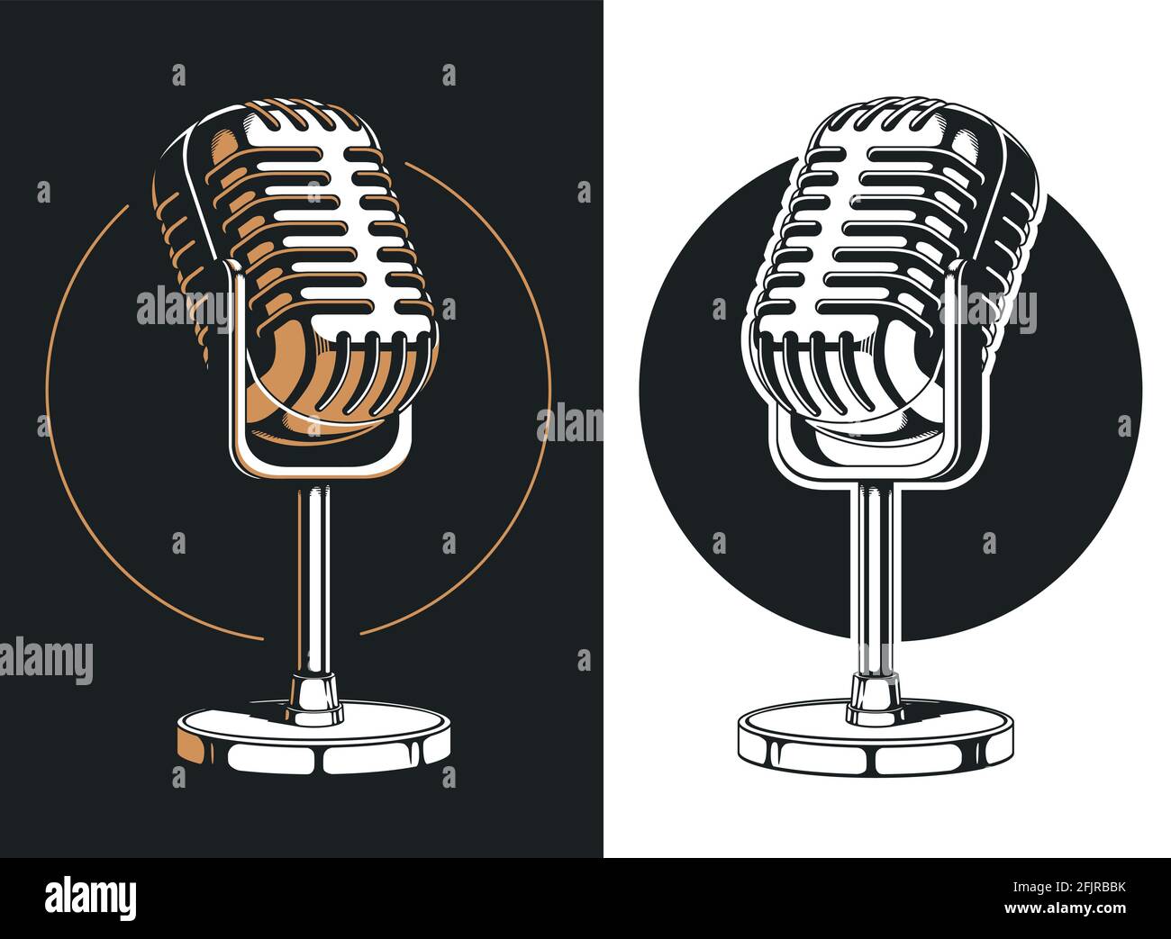 Illustration du logo isolé d'enregistrement de microphone de podcast Silhouette Illustration de Vecteur