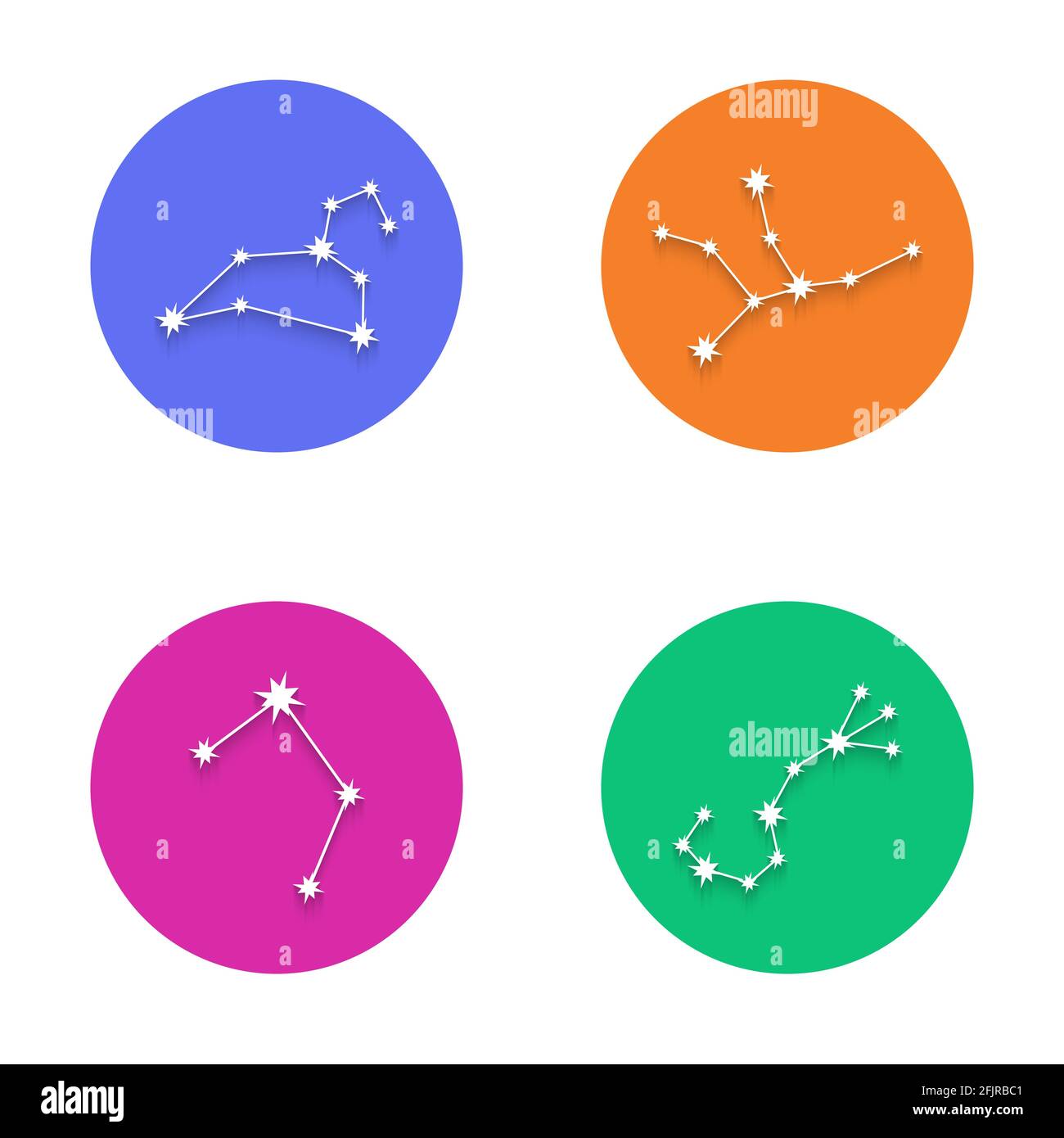 Collection de symboles de constellation du zodiaque. Signes connectés d'astrologie des étoiles brillantes. Lion, Vierge, Balance et Scorpion. Illustration vectorielle. Illustration de Vecteur