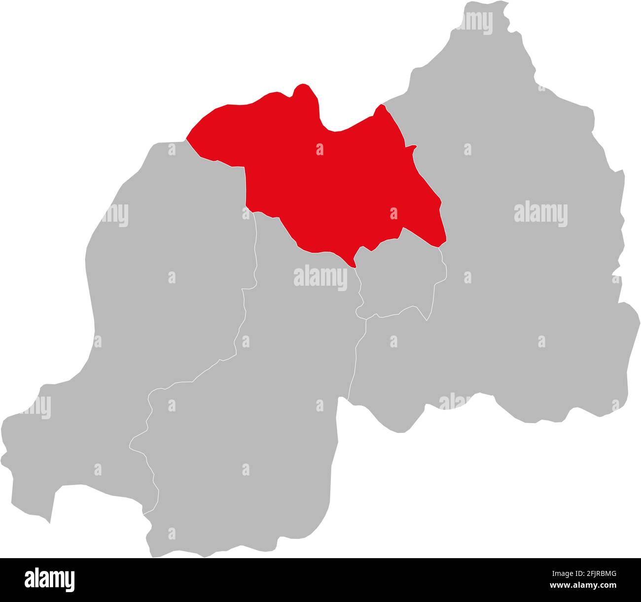 Province du Nord isolée sur la carte du Rwanda. Arrière-plan gris. Concepts commerciaux et arrière-plans. Illustration de Vecteur