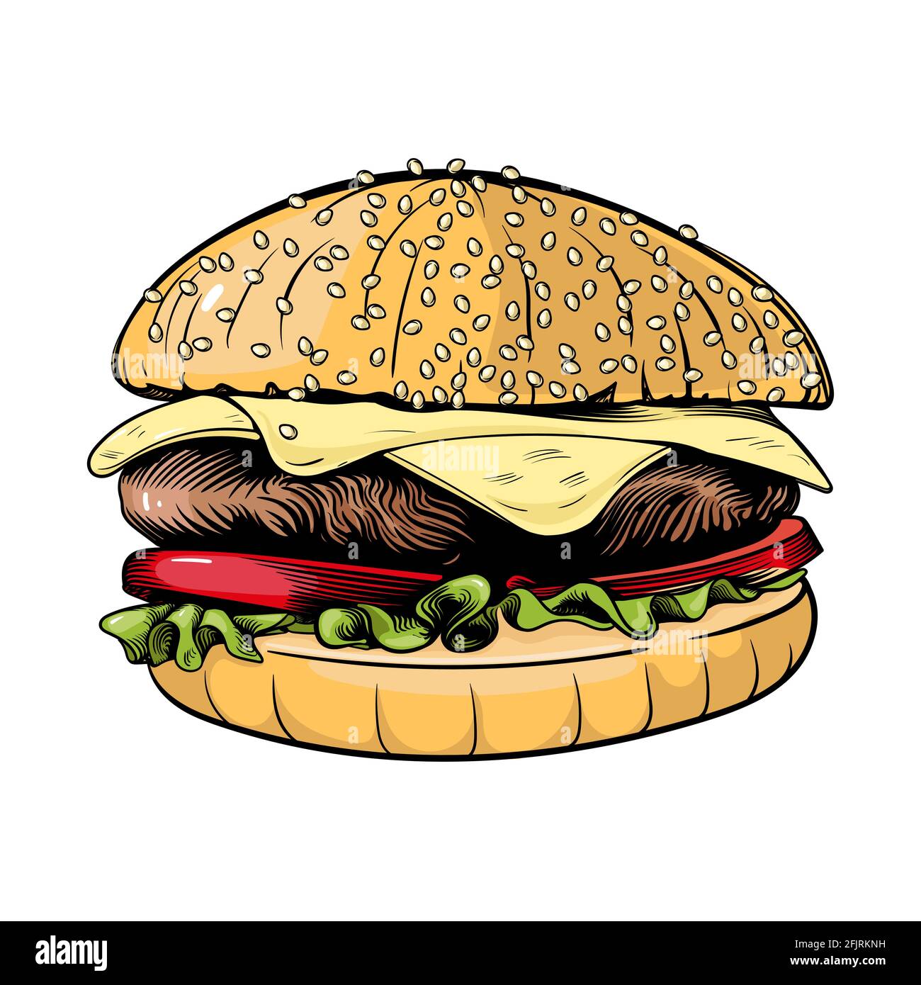 un gros tas d'autocollant hamburger sur fond blanc 3303863 Art