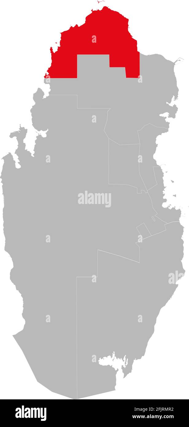 Madinat Al Shamal province isolée sur la carte du Qatar. Arrière-plans géographiques. Illustration de Vecteur