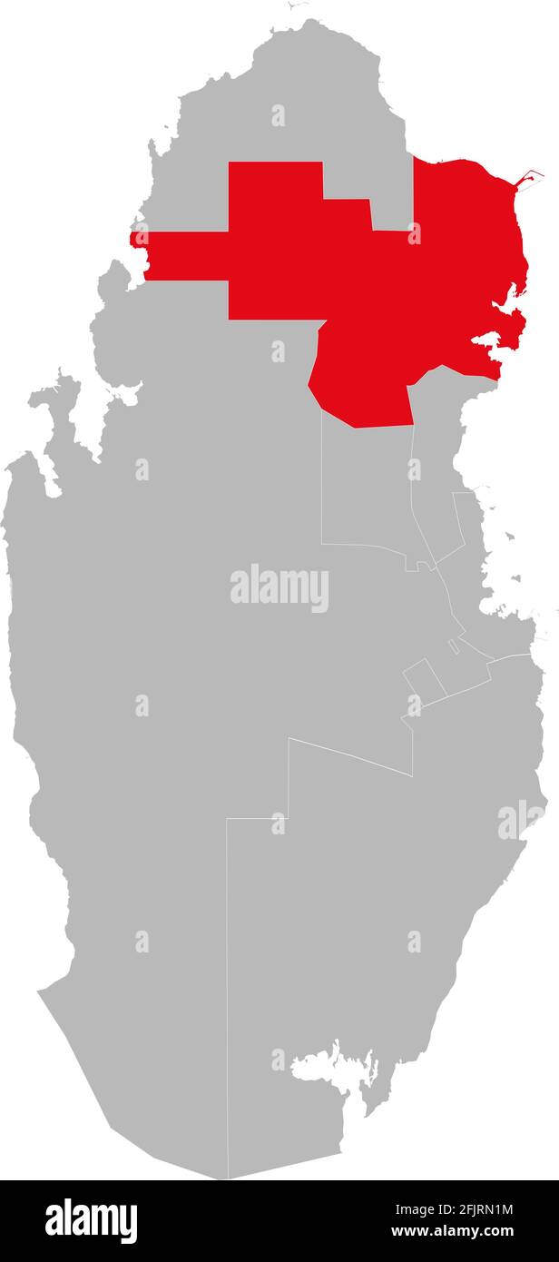 Carte de la province d'Al Khor et d'Al Thakhira isolée sur la carte du Qatar. Arrière-plans géographiques. Illustration de Vecteur
