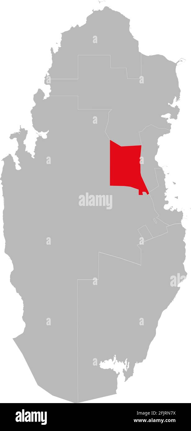 Carte de la province de Umm Slal isolée sur la carte du Qatar. Arrière-plans géographiques. Illustration de Vecteur