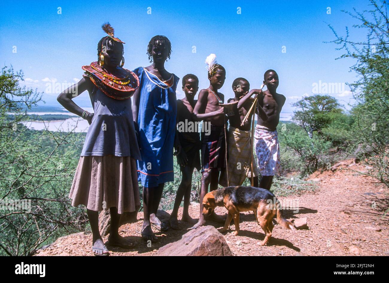 Enfants Pokot le peuple Pokot (également orthographié Pokoot) Vivez dans le comté de West Pokot et le comté de Baringo au Kenya Et dans le district Pokot de l'est du K Banque D'Images