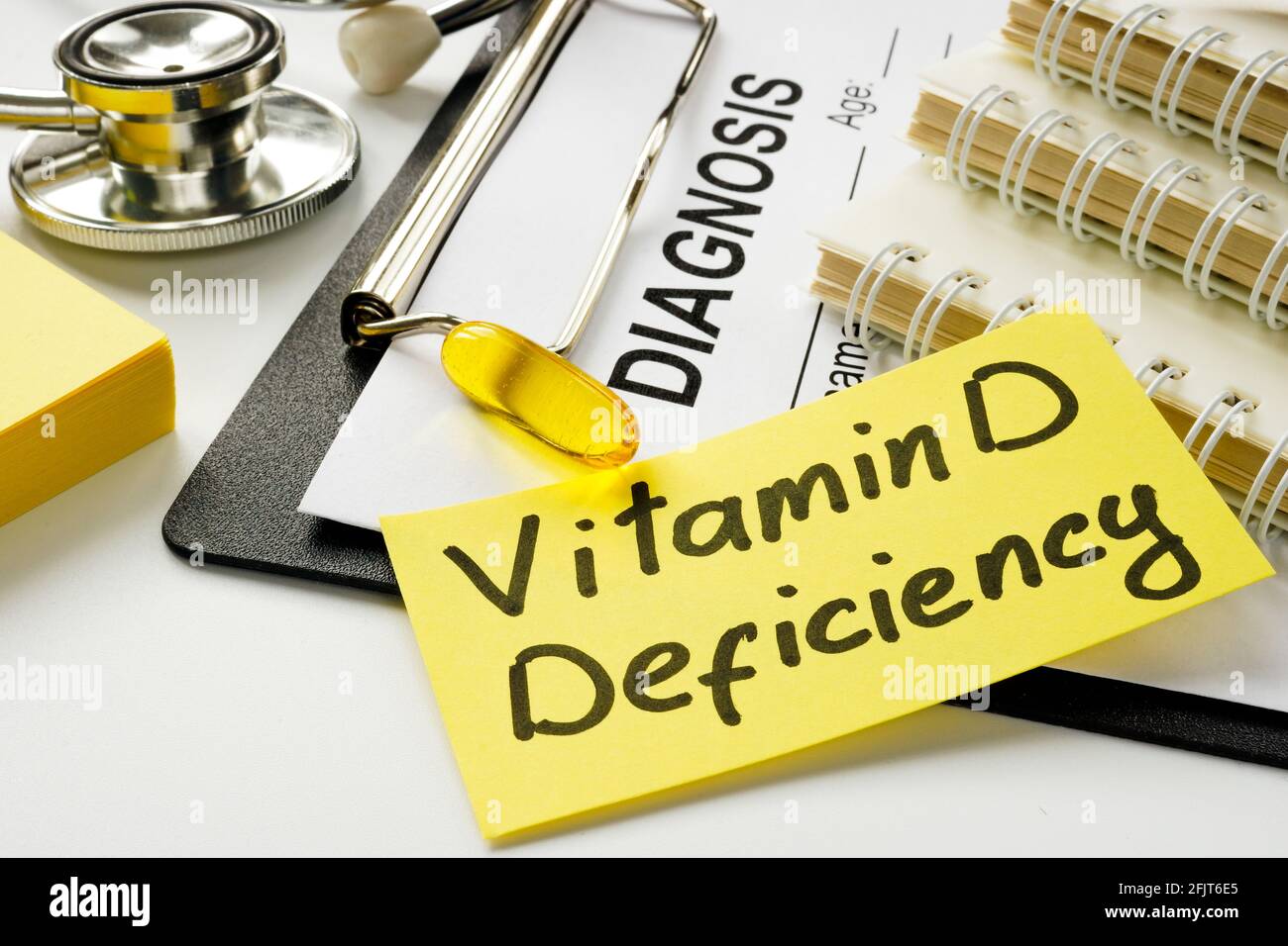 Diagnostic de carence en vitamine D sous forme médicale. Banque D'Images
