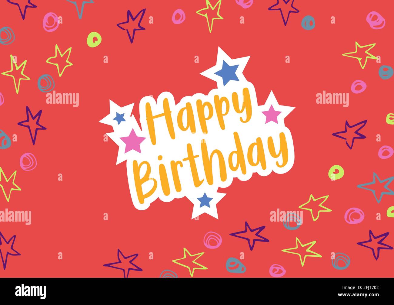 Texte Joyeux Anniversaire Sur Plusieurs Etoiles Colorees Sur Fond Rouge Photo Stock Alamy