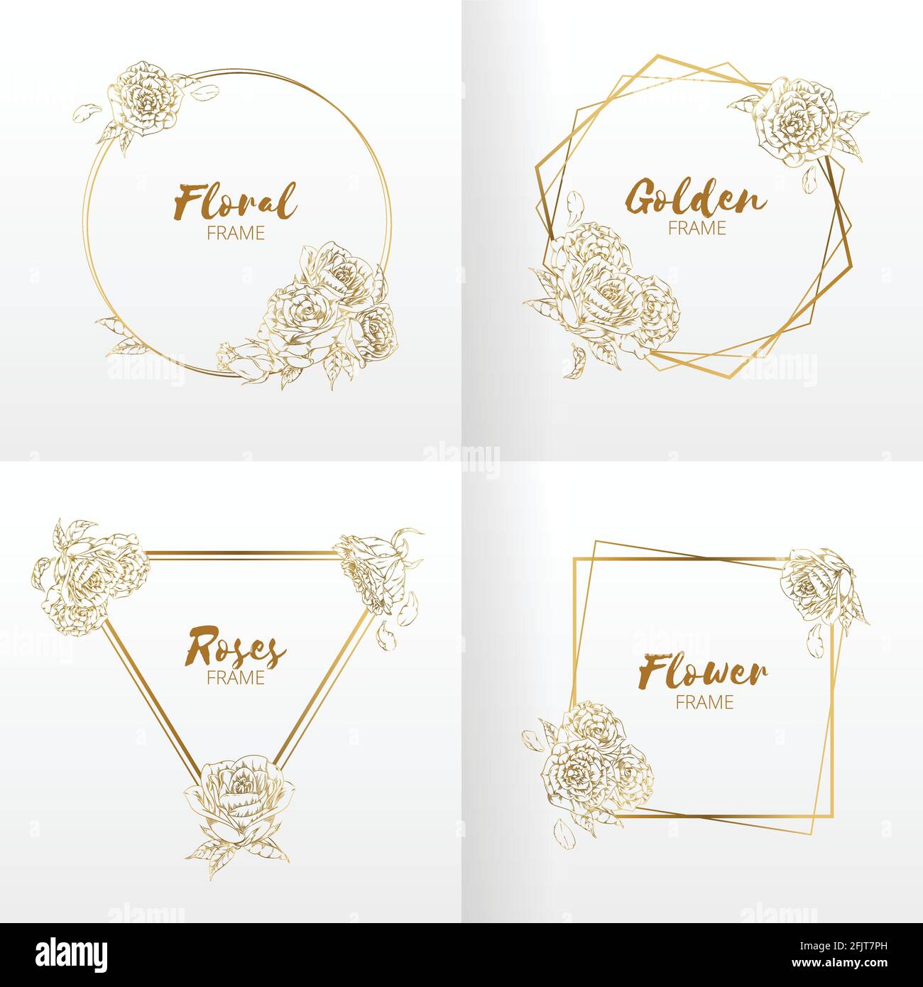 Cadre mariage décoration fleurie modèle dessiné à la main Rose fleur vecteur Illustration de Vecteur