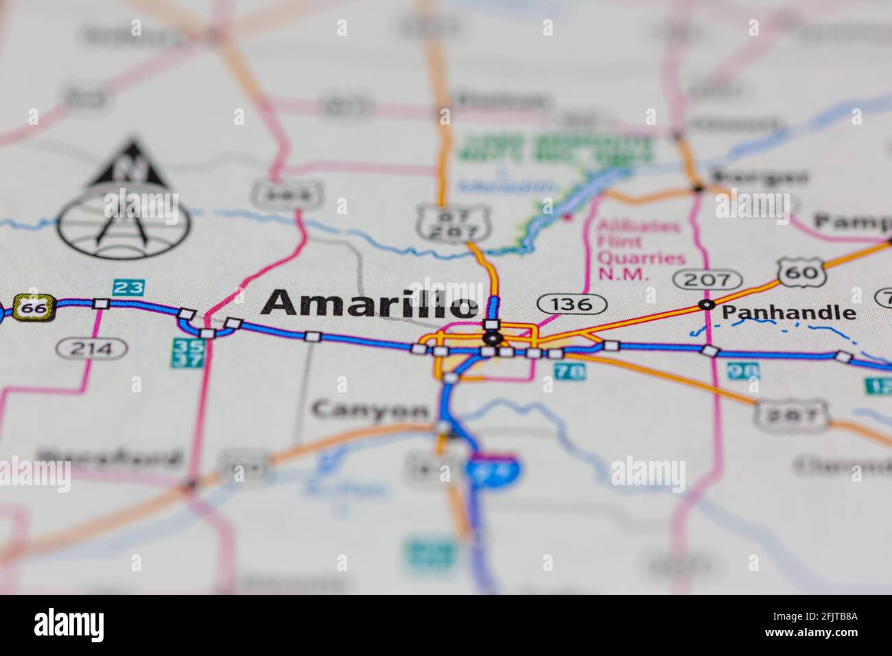 Amarillo Texas USA et ses environs sont représentés sur une route Carte ou carte géographique Banque D'Images