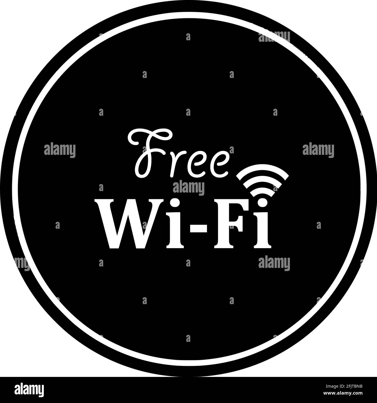 Signe Wi-Fi gratuit disponible. Arrière-plan cercle noir. Idéal pour les professionnels, les cafés, les restaurants, les centres commerciaux, les aéroports, métro, complexe, bâtiments et Illustration de Vecteur