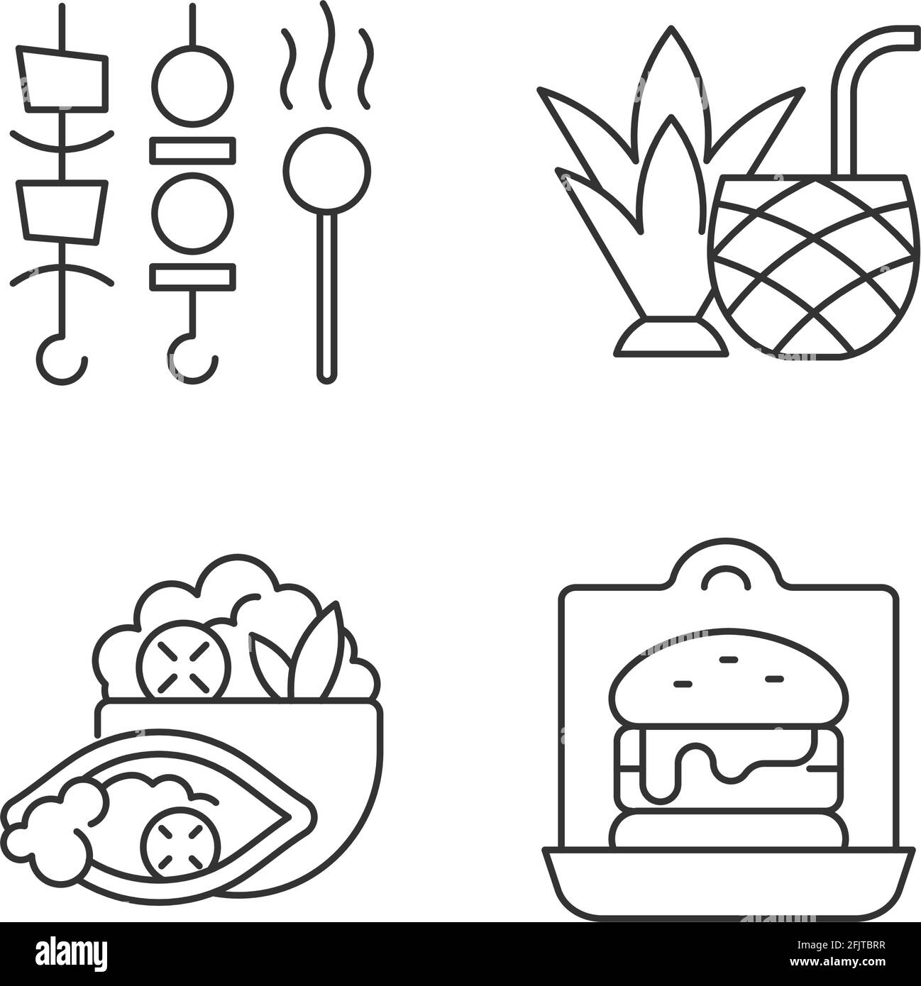 Ensemble d'icônes linéaires des options de réception et de réception Illustration de Vecteur