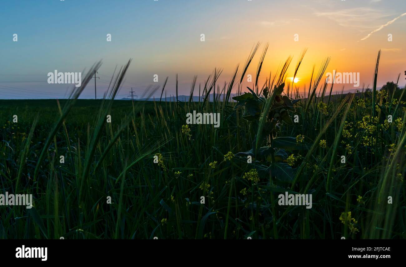 Coucher du soleil dans les montagnes de l'Azerbaïdjan Banque D'Images