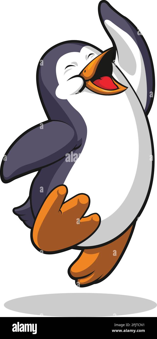 Happy Penguin Jumping excitante dessin d'illustration de dessin vectoriel de dessin de dessin animé Illustration de Vecteur