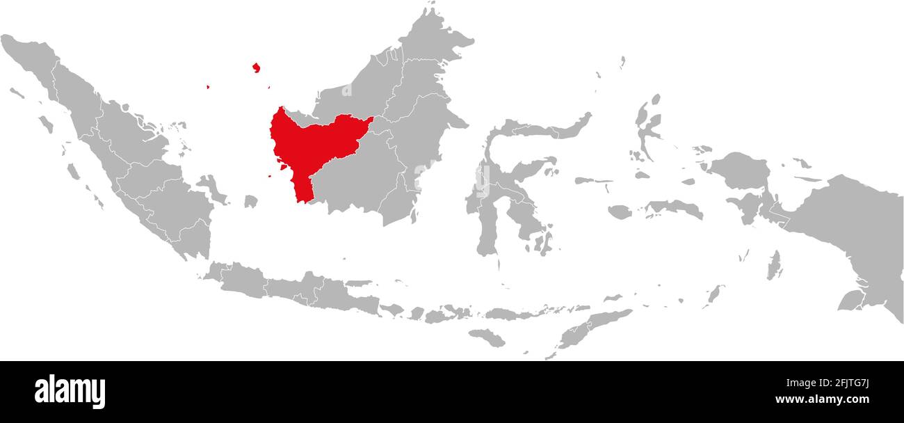 Province de Kalimantan barat isolée sur la carte de l'indonésie. Arrière-plan gris. Concepts et antécédents professionnels. Illustration de Vecteur