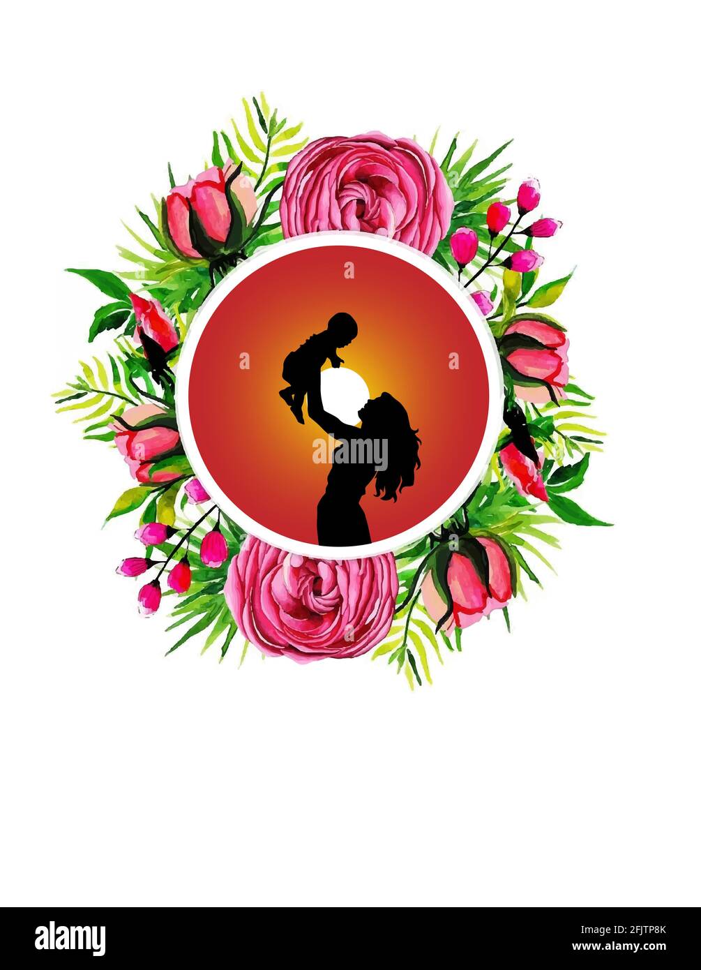 Lettre De Fete Des Meres Heureuse Silhouette D Une Mere Et De Son Enfant Carte De Vœux De Fete Des Meres Amour Maternel Pour Son Bebe Photo Stock Alamy