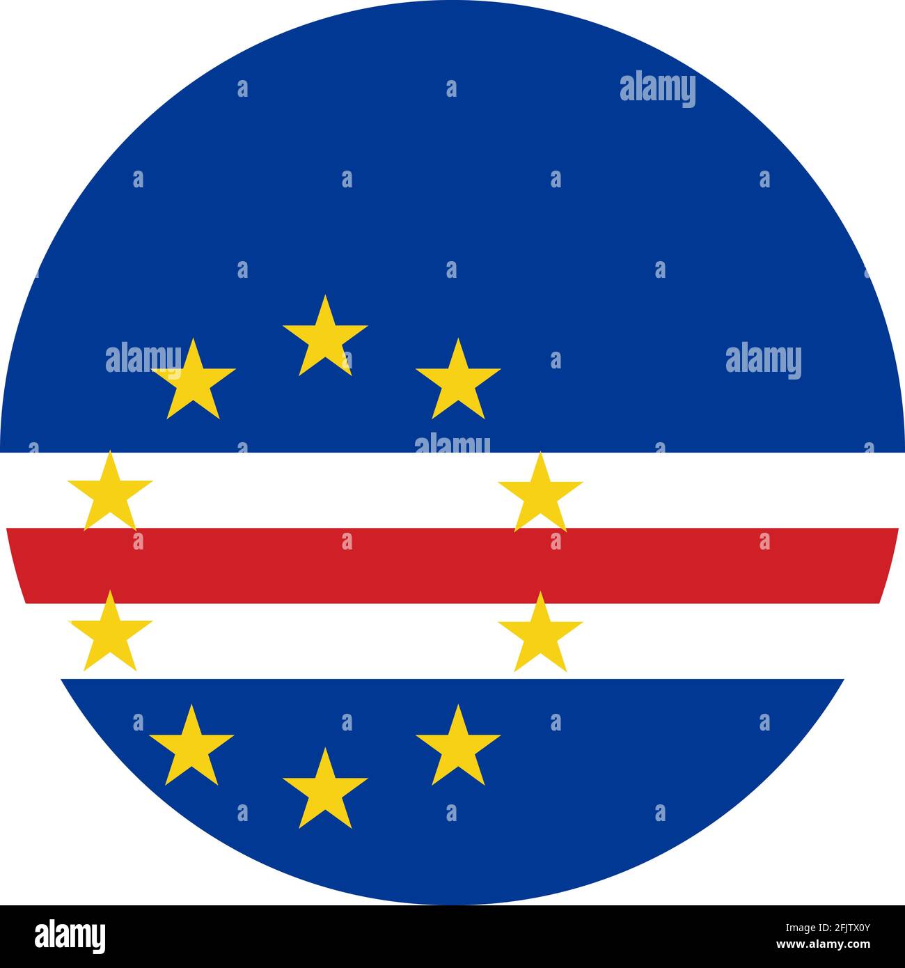 Motif graphique icône drapeau rond Cap-vert. Concepts commerciaux, icône, signe, symbole, étiquette et autocollant. Illustration de Vecteur